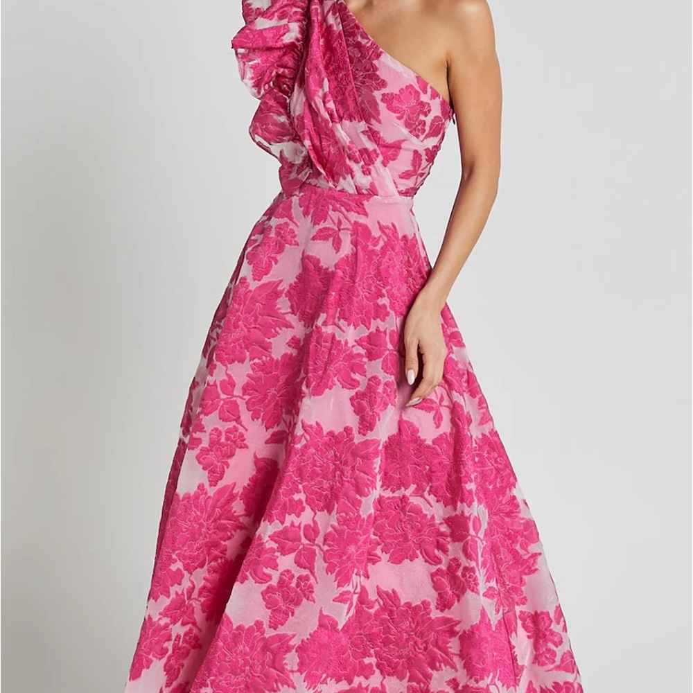 Showpo Alfreda Midi Pink One-Shoulder Dress